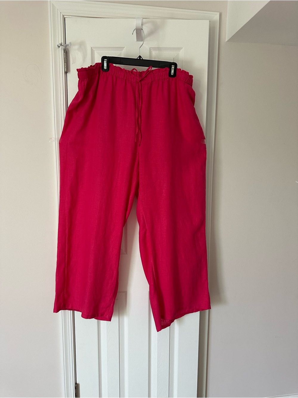 J. Crew Women's 100% Linen Wide Leg Drawstring Lined Pants size 2X